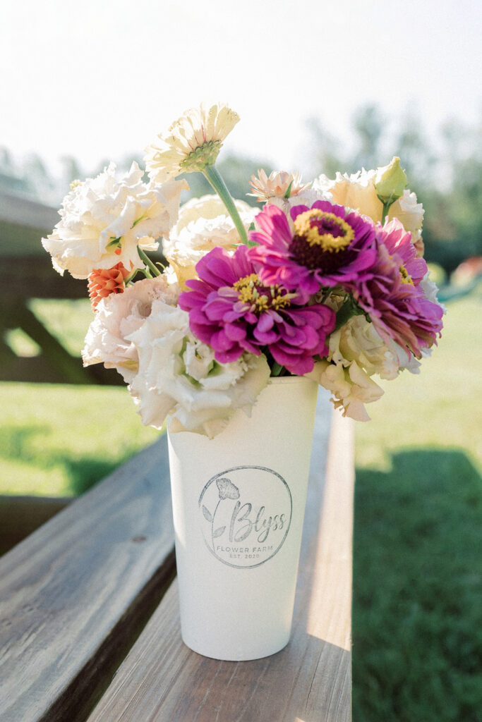 A bouquet of flowers picked at Blyss Flower Farm in Grand Forks, ND