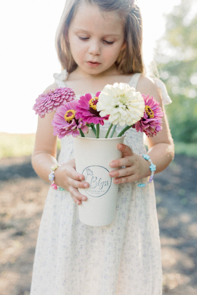 A close up a flowers picked at Blyss Flower Farm
